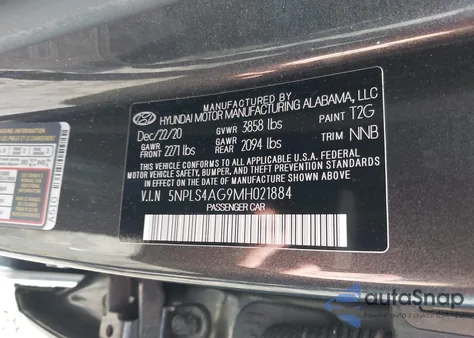2021 Hyundai Elantra Sel из США, поврежденный, VIN 5NPLS4AG9MH021884